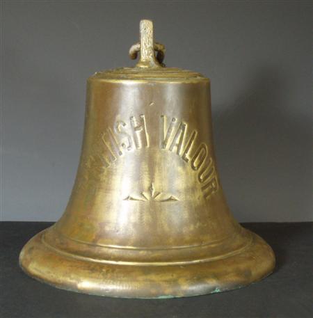 Appraisal: A late th century 'British Valour' brass ship's bell with