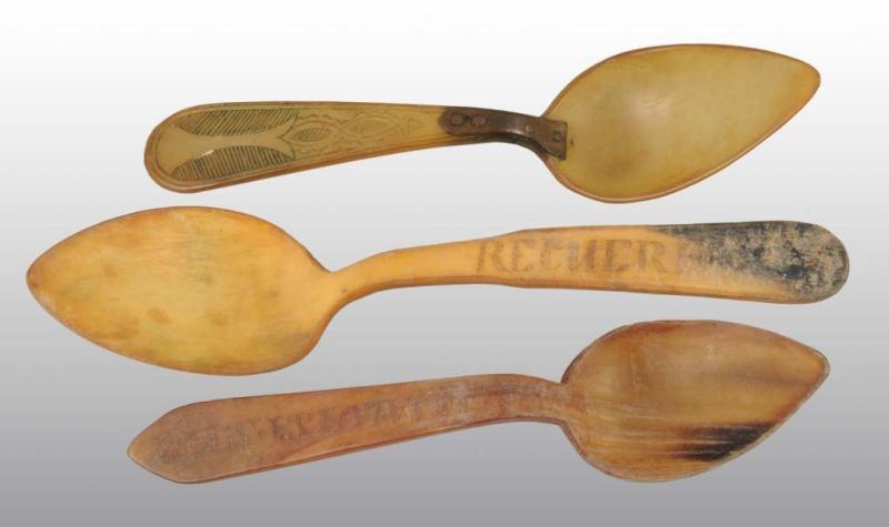 Appraisal: Lot of Bone Spoons Description Two marked with name and