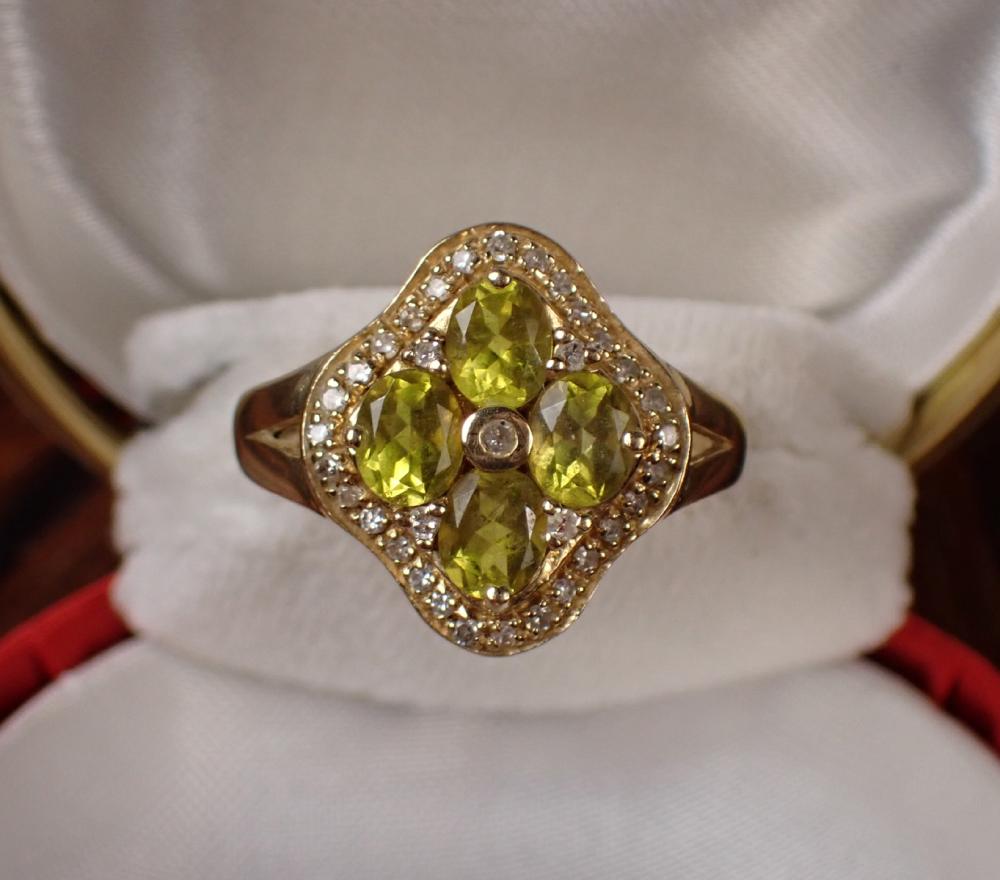 Appraisal: LEMON TOURMALINE DIAMOND AND FOURTEEN KARAT GOLD RING The k