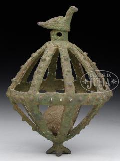 Appraisal: ANCIENT BRONZE BELL WITH BIRD The early bronze bell in