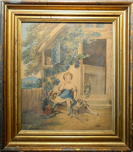 Appraisal: - English watercolor painting th c of a little girl