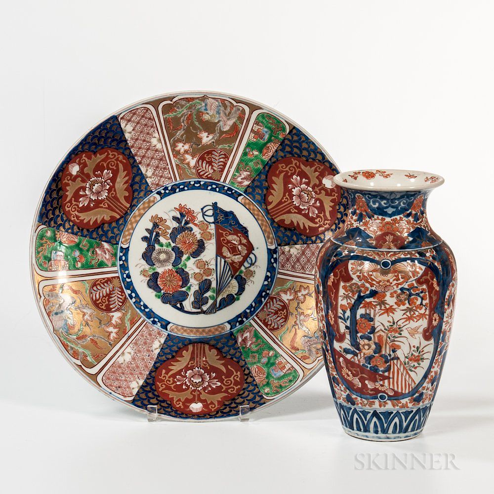 Appraisal: Large Imari Charger and a Vase Large Imari Charger and