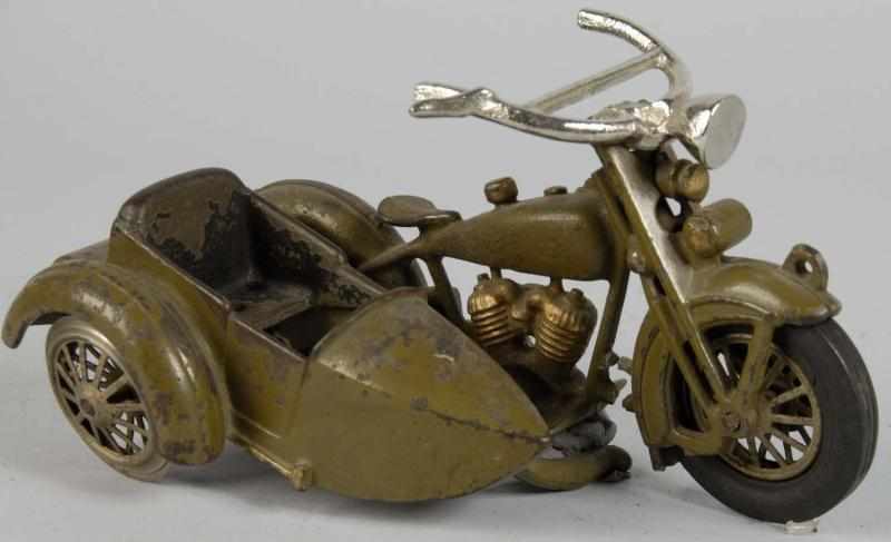 Appraisal: Cast Iron Hubley Harley Motorcycle Sidecar Toy Description American Harley