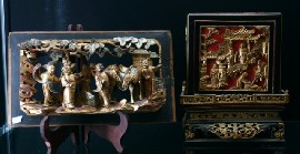 Appraisal: A Chinese carved giltwood temple panel together with a Chinese