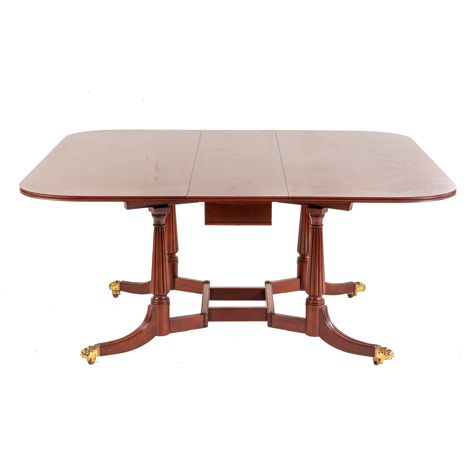 Appraisal: CLASSICAL STYLE MAHOGANY DROP LEAF BREAKFAST TABLE With reeded columns