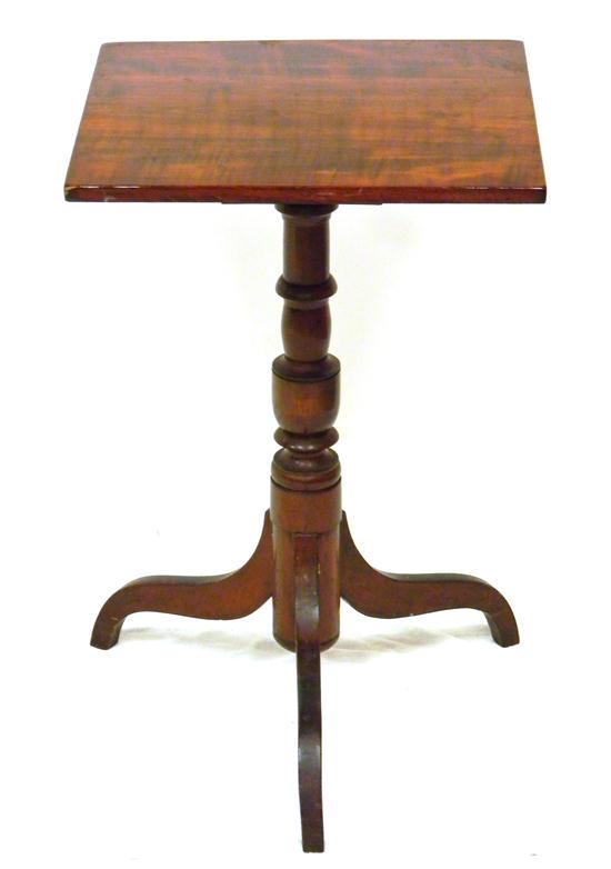 Appraisal: Candlestand th C square top cherry finish spider leg base