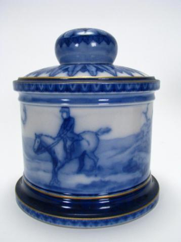 Appraisal: Royal Doulton Flow Blue Humidor '' high with hunt scene