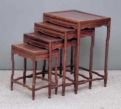 Appraisal: A nest of four early th Century Chinese rosewood rectangular