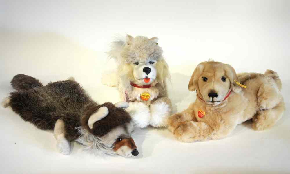 Appraisal: STEIFF ANIMALS - Including Two Stuffed and One Hand puppet