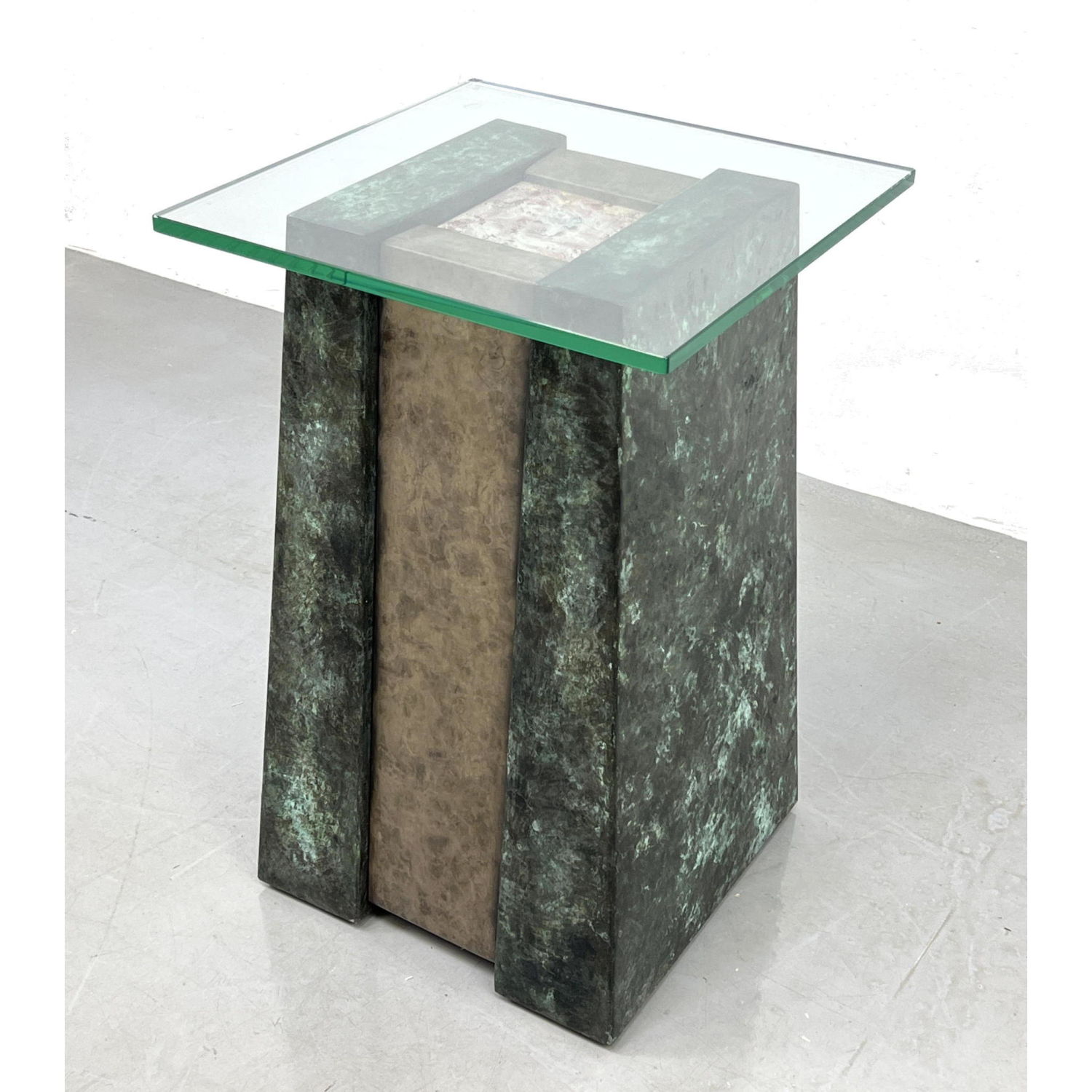 Appraisal: American Artist Studio Mixed Metal Side Table Oxidized Copper Sides