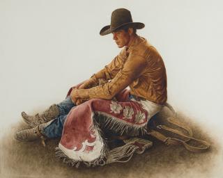 Appraisal: Butch Kelly Saddle Bronc Rider by James Bama James Bama