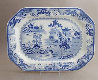 Appraisal: English Ironstone Blue and White Octagonal Platte English Ironstone Blue