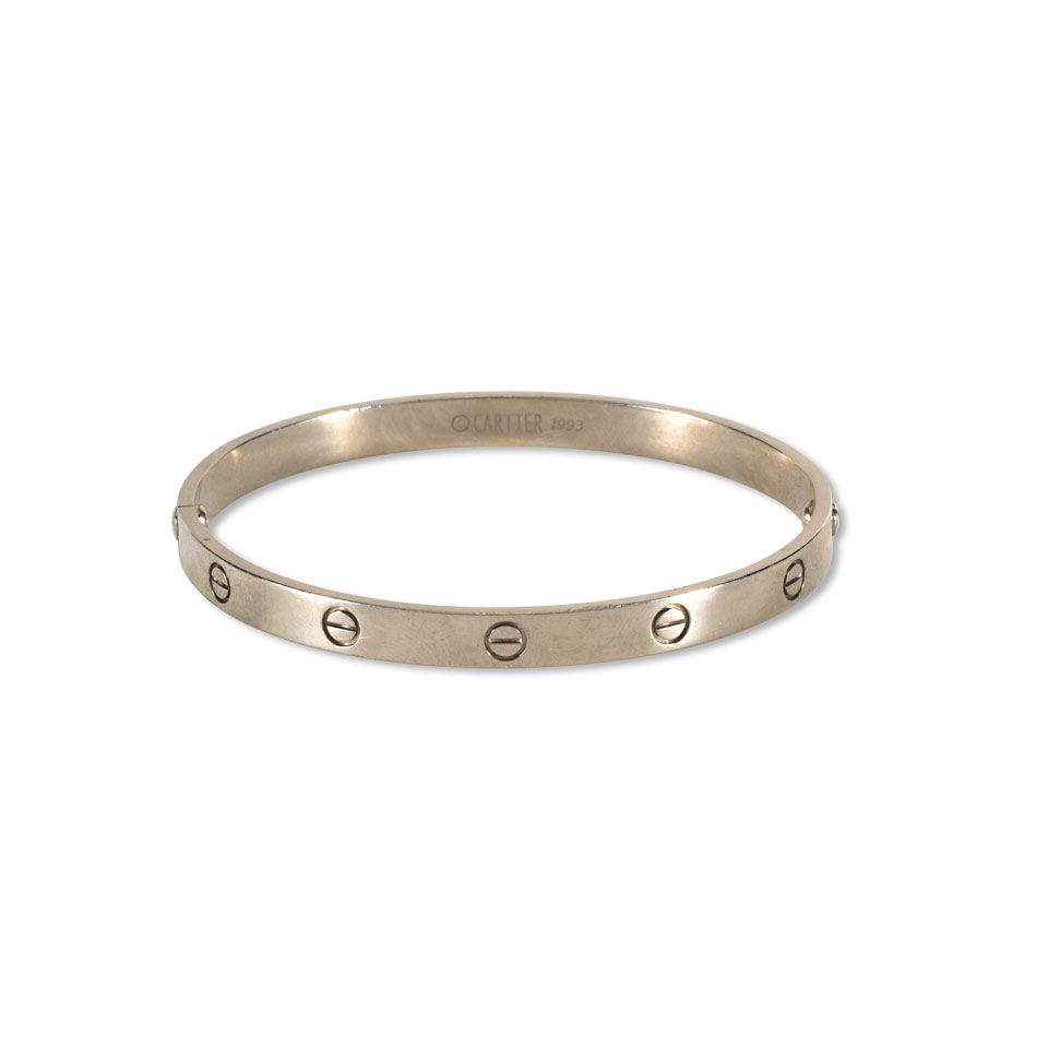 Appraisal: Cartier k White Gold Bangle K g