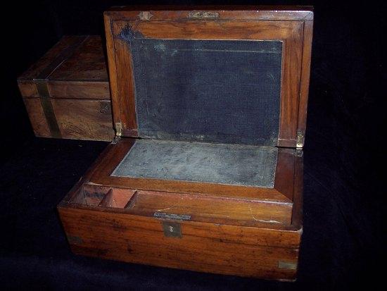 Appraisal: A Victorian brass bound work box with fitted interior cm