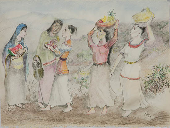 Appraisal: Jos Chavez Morado Mexican - Women with Baskets and Fruit