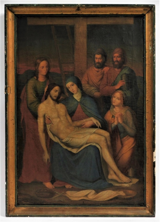 Appraisal: C CONTINENTAL OLD MASTER'S CRUCIFIXION PAINTING Europe th-Early th CenturyDepicting