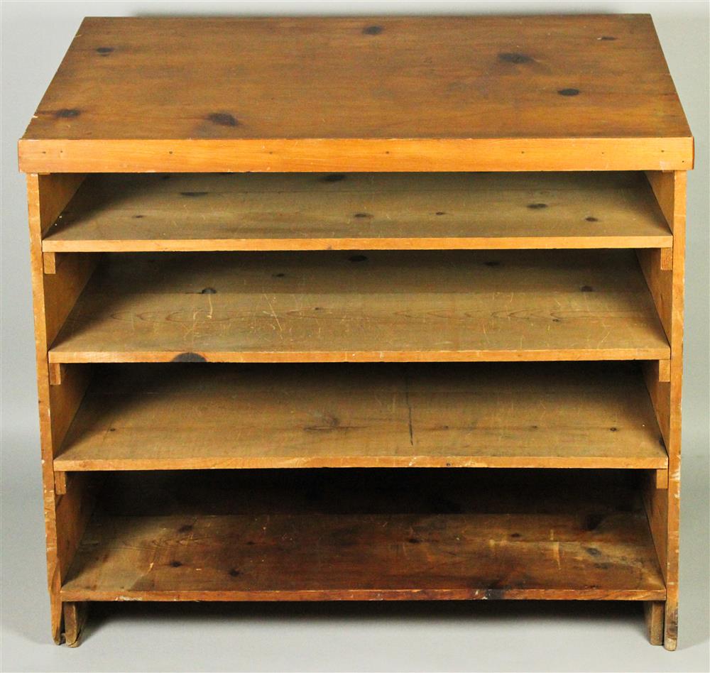 Appraisal: AMERICAN PINE TEACHER'S PODIUM WITH SHELVES having a wide rectangular