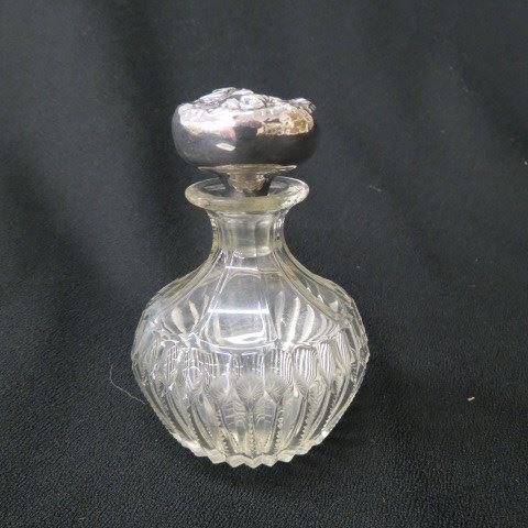 Appraisal: Sterling Silver and Cut Glass Perfume Bottle Art Nouveau maiden