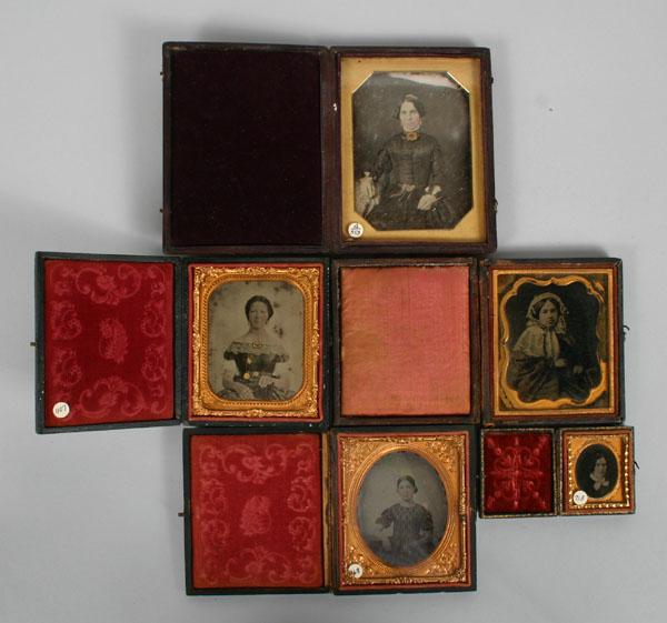 Appraisal: Five Victorian era glass plate photographs daguerreotype and ambrotypes of