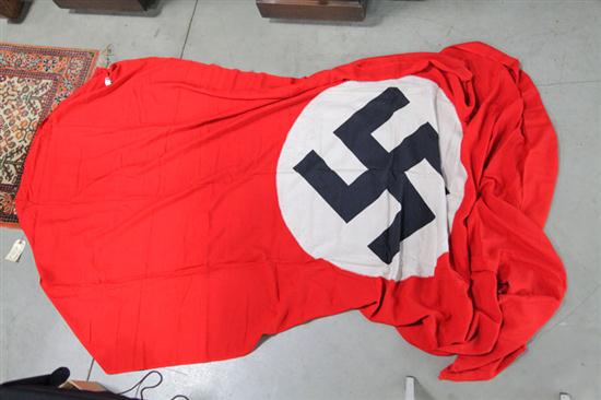 Appraisal: NAZI BANNER FLAG German th century Machine sewn cotton flag