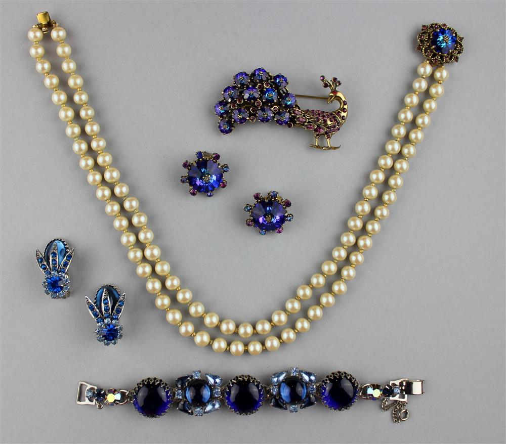 Appraisal: SEVEN PIECE COLLECTION OF WEISS COSTUME JEWELRY including a Weiss