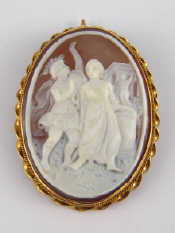 Appraisal: A carved shell cameo brooch in a yellow metal tests