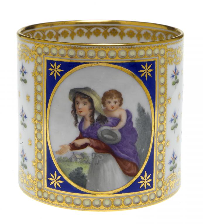 Appraisal: A DERBY COFFEE CAN painted by probably James Banford with