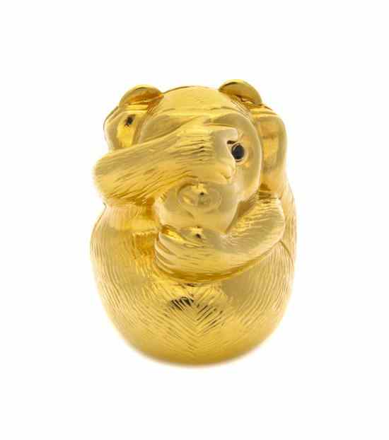 Appraisal: A Judith Leiber Goldtone 'See No Evil' Monkey Pillbox Stamped