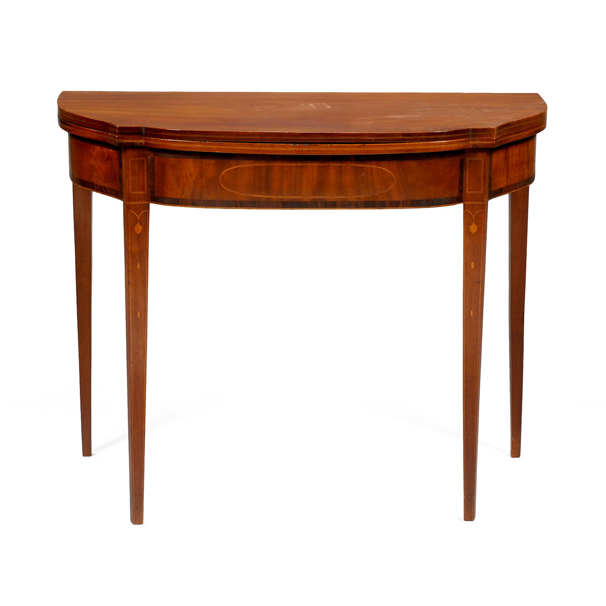 Appraisal: NEW ENGLAND HEPPLEWHITE INLAID MAHOGANY CARD TABLE NORTH SHORE OR