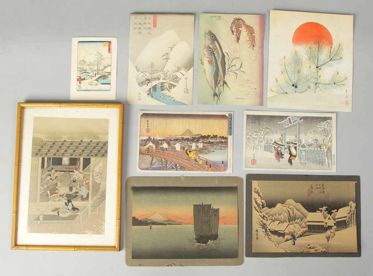 Appraisal: Group of Japanese Woodblock Prints w c etc All sgn