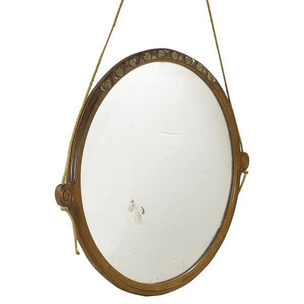 Appraisal: FRENCH ART DECO Wall hanging mirror with carved and gilded