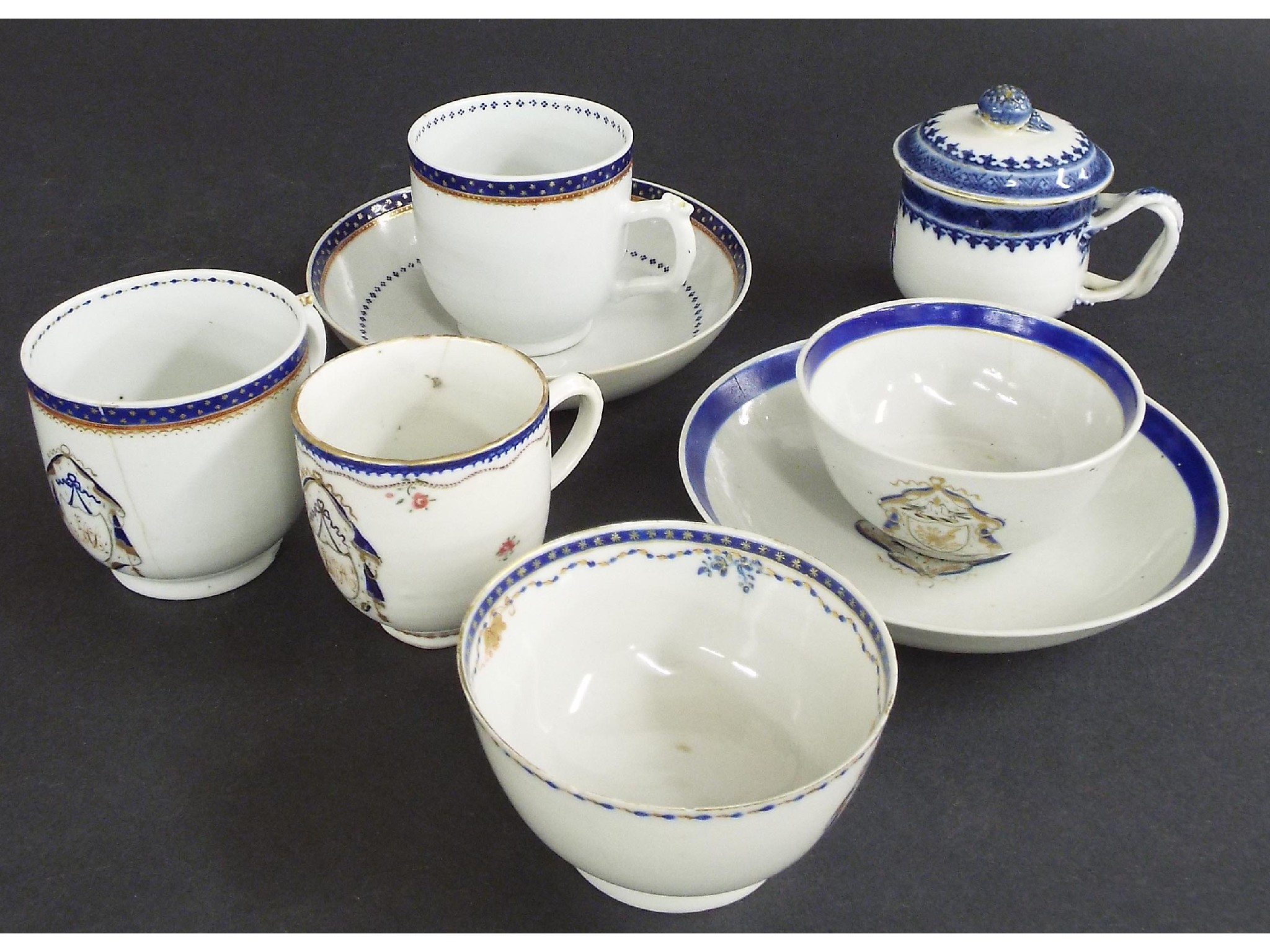 Appraisal: Collection of eight Chinese armorial porcelain pieces each with a