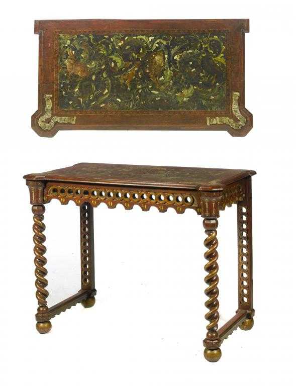 Appraisal: A VICTORIAN PAINTED WOOD HALL TABLE the top with a