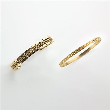 Appraisal: Gold Bracelet and Gold Bangle Estimate -