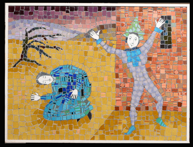 Appraisal: Ann Wynn-Reeves b A mosaic tile panel of two figures