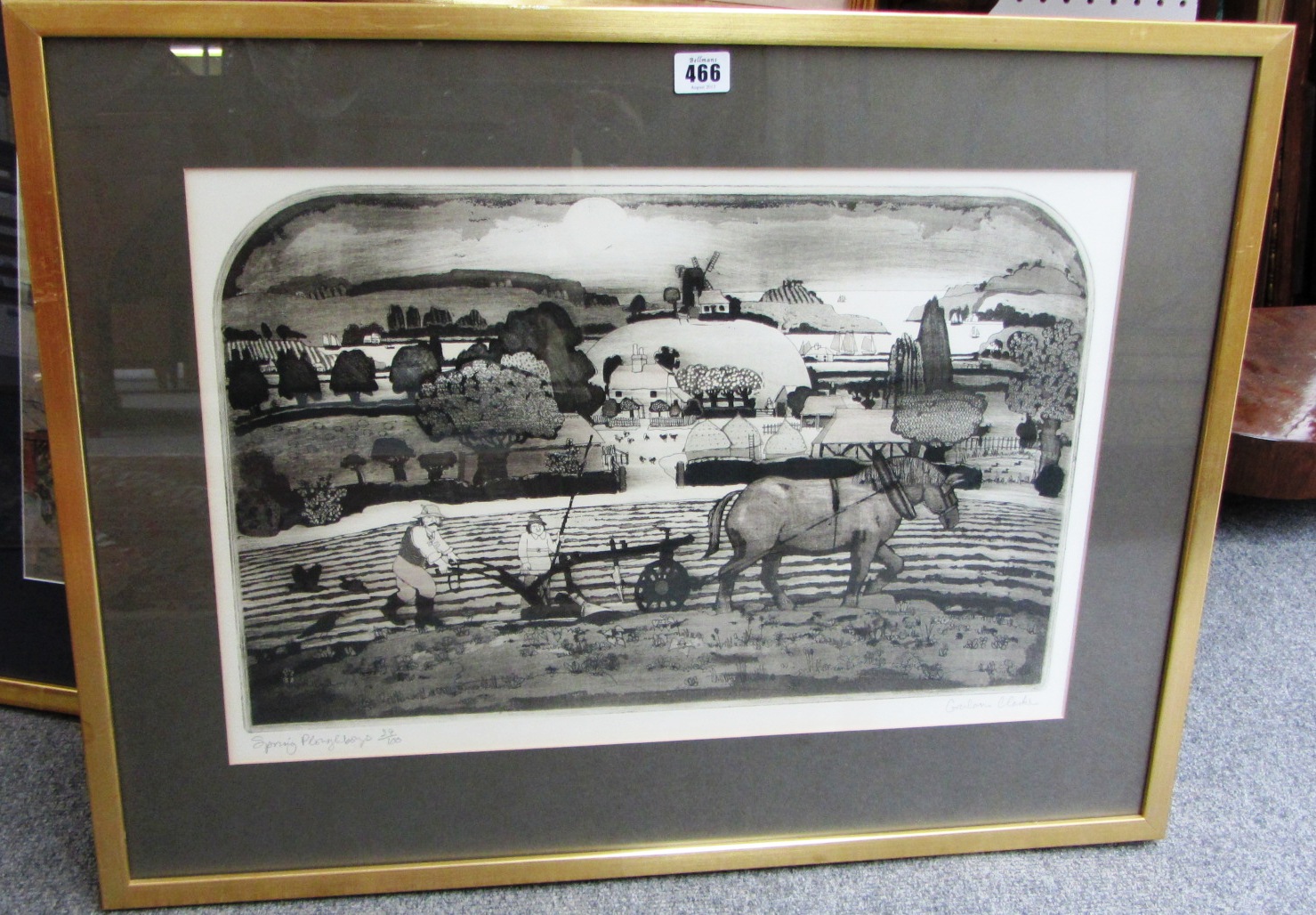 Appraisal: Graham Clarke b Spring Ploughboys etching weith aquatint signed and