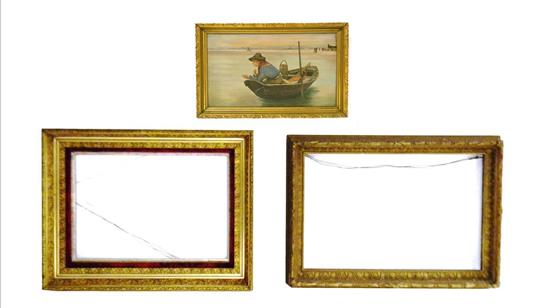 Appraisal: Painting and two gilded frames oil on canvas of Asian