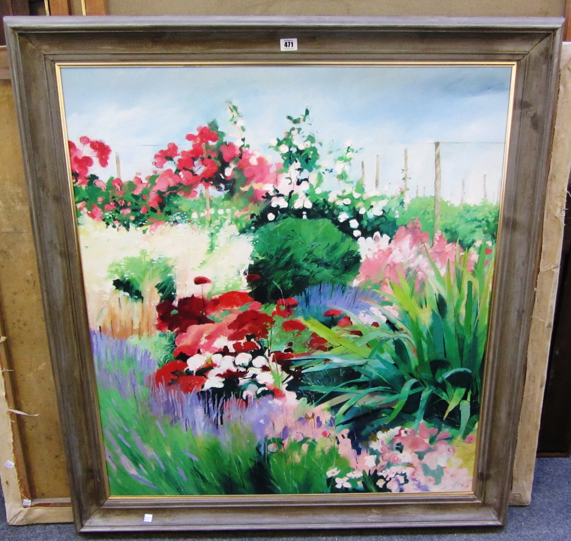 Appraisal: Louis Turpin b Landscape with flowers oil on canvas signed