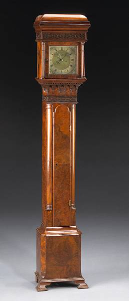 Appraisal: A George II style figured walnut tall case clock of