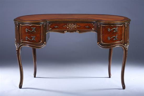 Appraisal: GEORGE III STYLE INLAID AND PARCEL-GILT KIDNEY-FORM LADY'S DRESSING TABLE