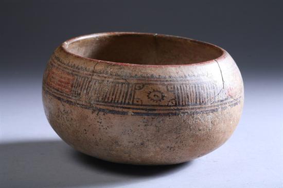 Appraisal: MAYAN POLYCHROME POTTERY BOWL Painted in red and brown pigment