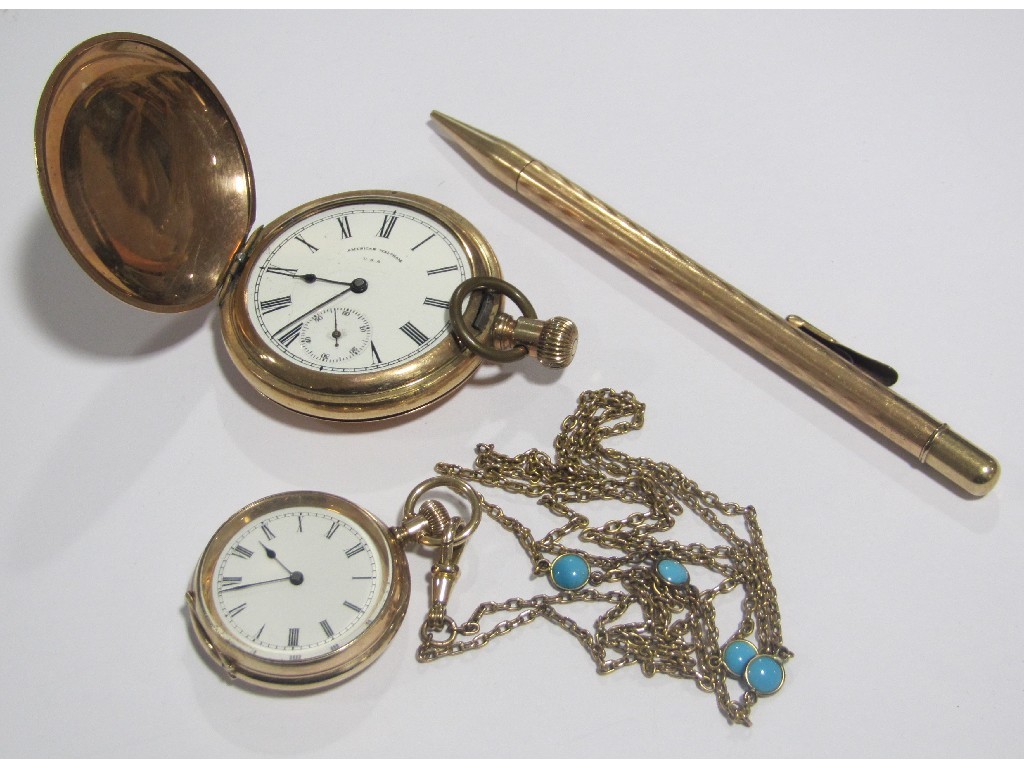 Appraisal: Lot comprising a rolled gold open faced fob watch a