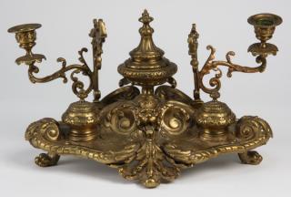 Appraisal: th c French bronze inkwell Late th century Louis XV