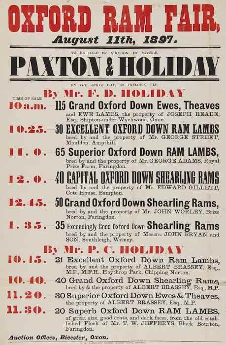 Appraisal: Oxfordshire Auction Broadsides - Agricultural Broadsides including Oxford Ram Fair