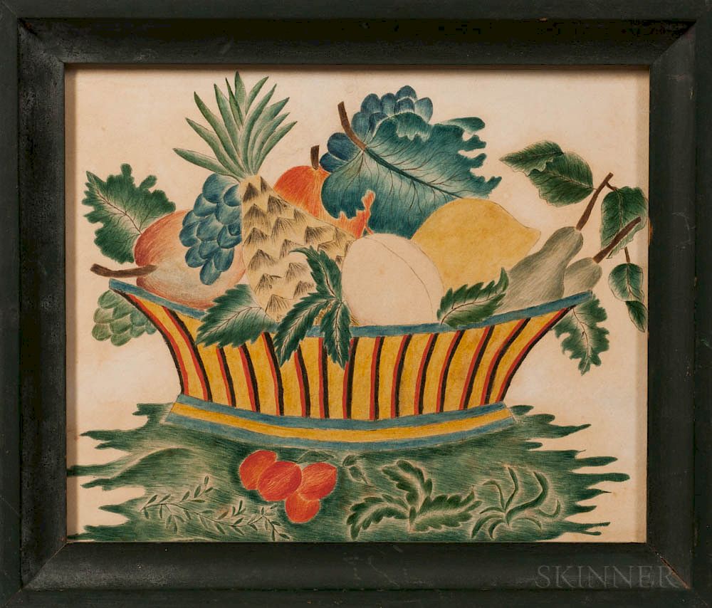 Appraisal: Small Watercolor Theorem on Paper of a Basket of Fruit