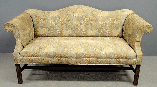 Appraisal: - Chippendale style camelback sofa by Kittinger with blind fretwork