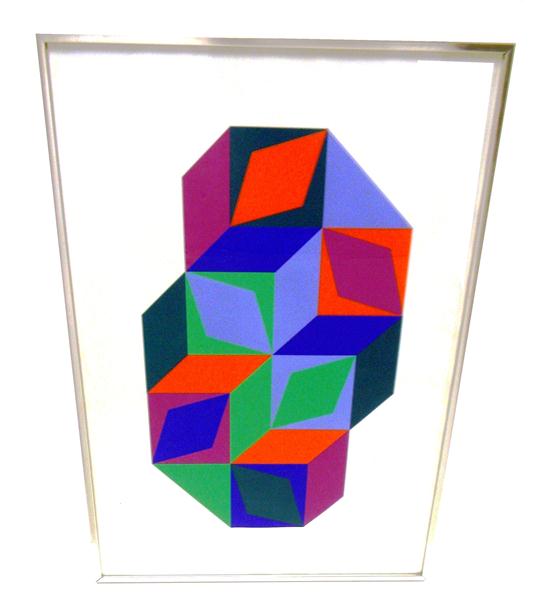 Appraisal: Victor Vasarely Hungarian-French - serigraph cluster of green blue purple