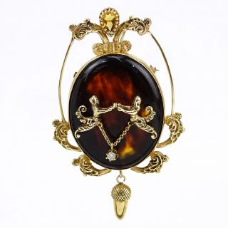 Appraisal: Victorian Karat Yellow Gold and Tortoise Shell Pendant Brooch with