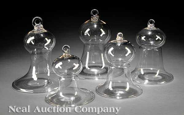 Appraisal: A Set of Five American Blown Glass Smoke Bells early