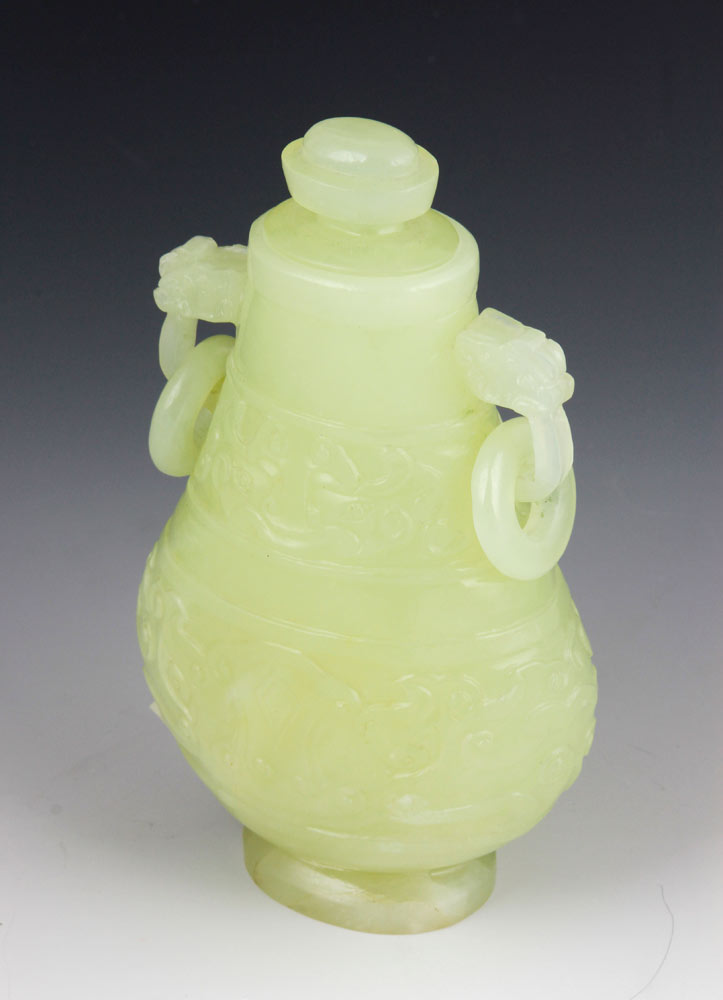 Appraisal: - Chinese Carved Jade Censer Chinese censor carved jade in